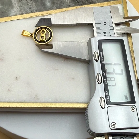 Small Stainless Steel Gold & Black Enamel infinity Pendant Charm - Picture 5 of 6